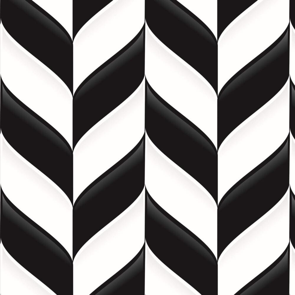 Papel de parede lavável geométrico preto e branco CO-535 imagem 02