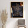 Quadro Decorativo Folhagem Preto e Dourado