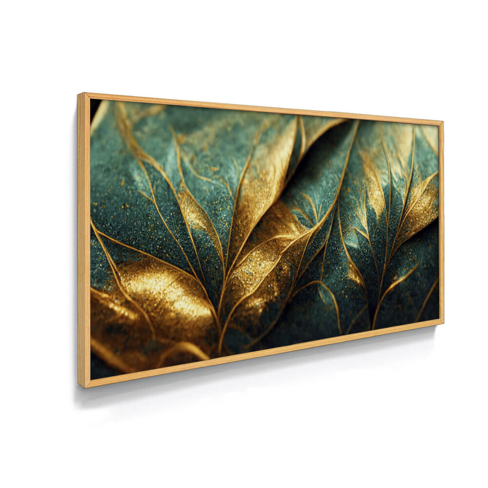 quadro folha dourada com moldura caixa alta na cor cru
